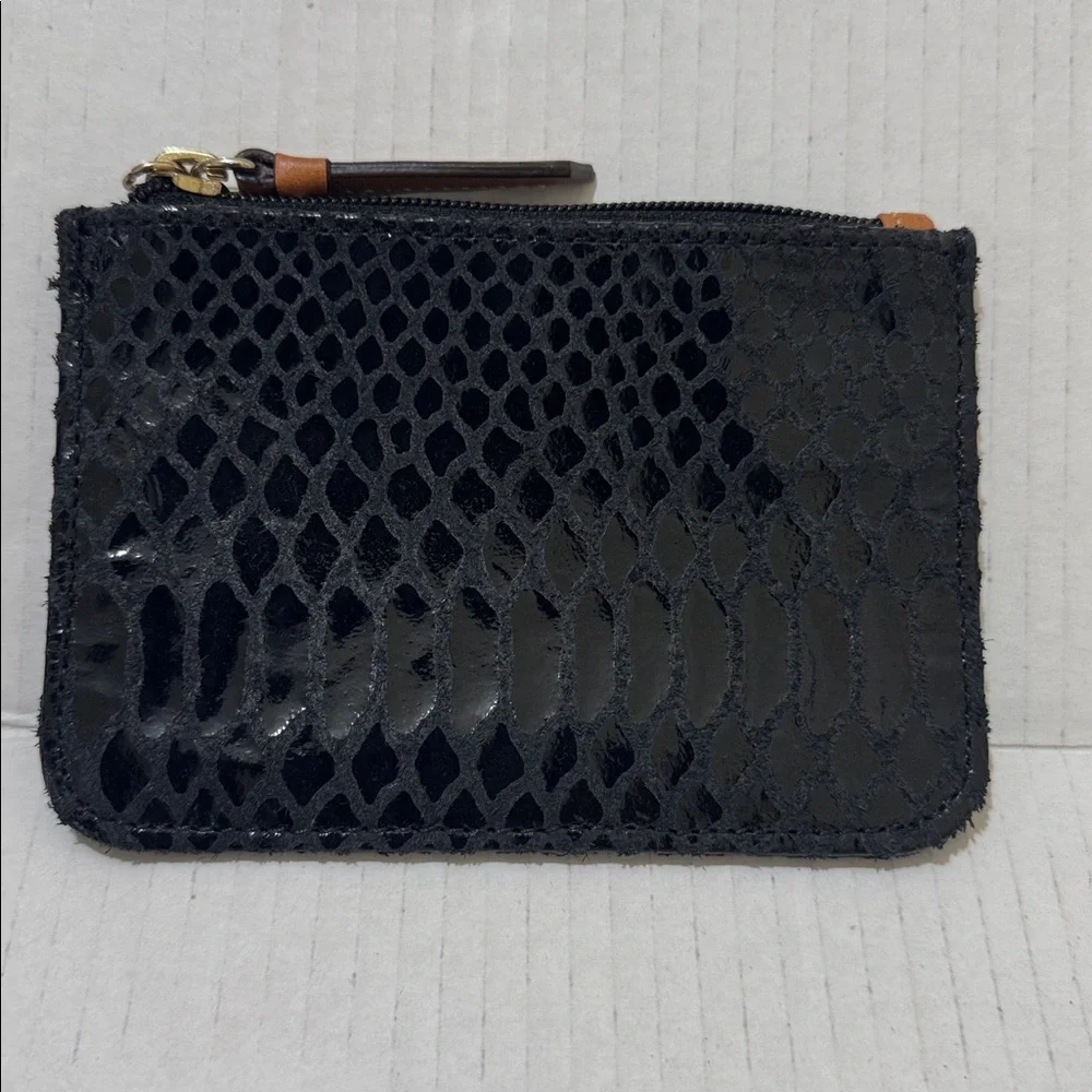 NEW Dooney & Bourke Python Snakeskin Embossed Leather Small Zipper Black Wallet - Picture 4 of 7